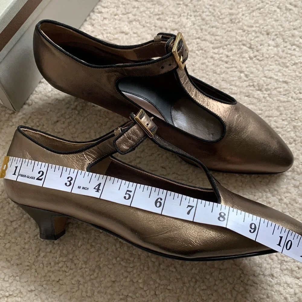 MARNI “Dorsey” T-strap kitten heel metallic leather shoes - Picture 11 of 11